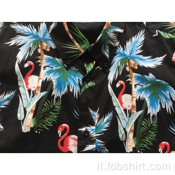 Camicia in cotone stampa Hawaii Nuova Zelanda